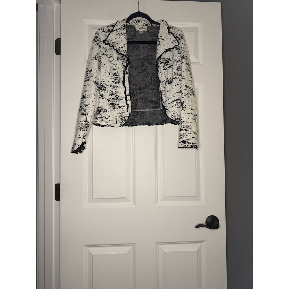 Joseph Ribkoff Open Front Abstract Print Cardigan 8 Black White